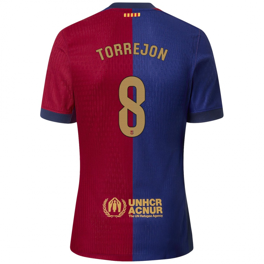 Enfant Maillot Marta Torrejón #8 Bleu Rouge Tenues Domicile 2024/25 T-Shirt Suisse