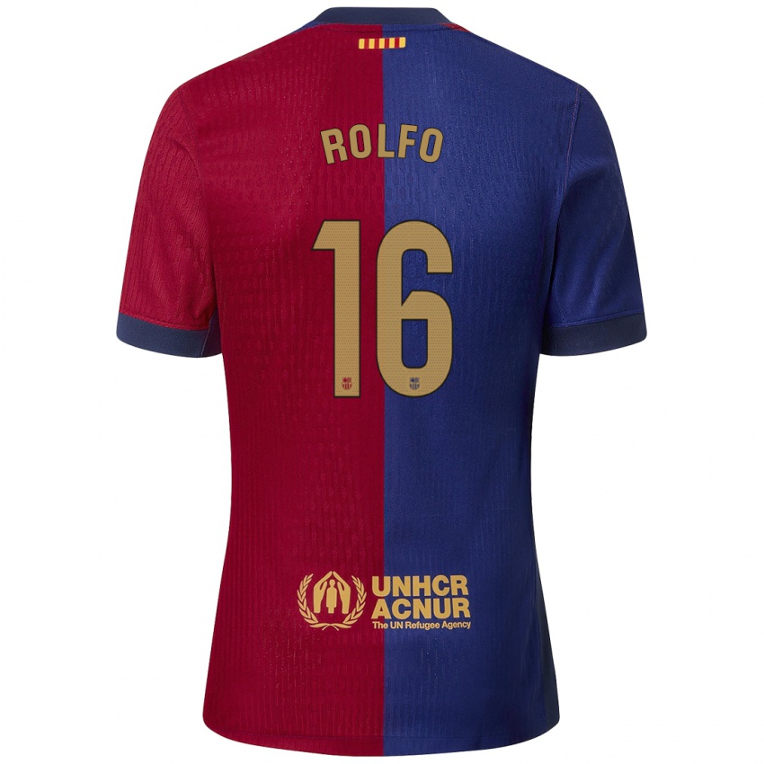 Enfant Maillot Fridolina Rolfö #16 Bleu Rouge Tenues Domicile 2024/25 T-Shirt Suisse