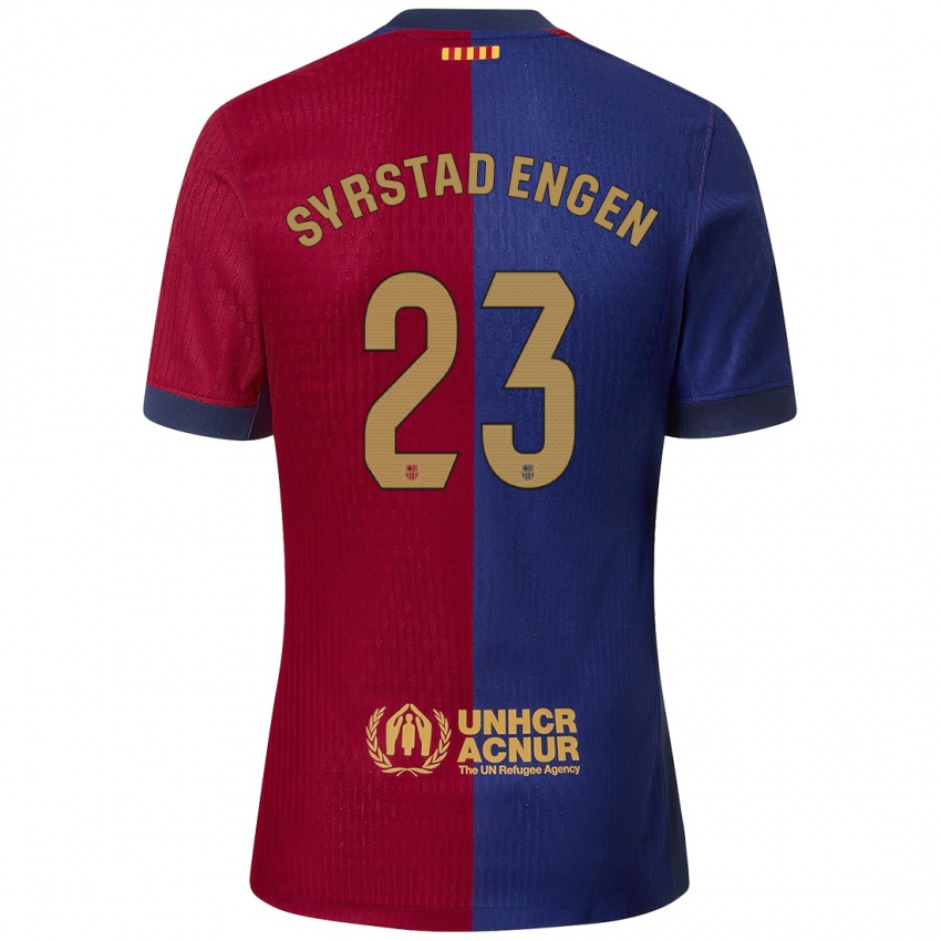 Enfant Maillot Ingrid Syrstad Engen #23 Bleu Rouge Tenues Domicile 2024/25 T-Shirt Suisse