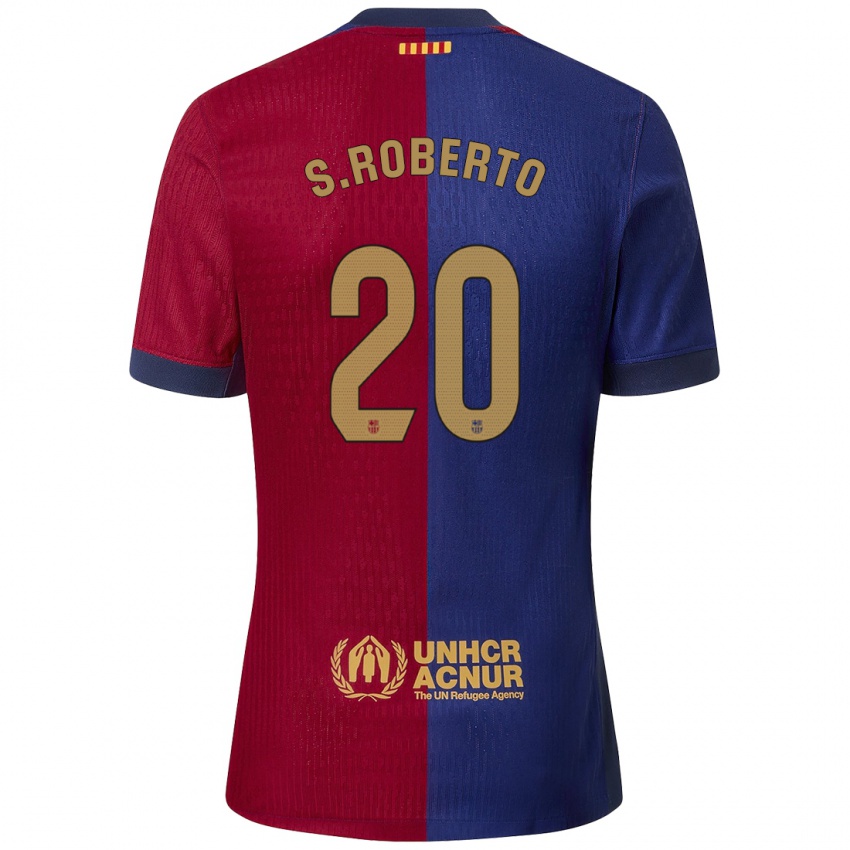 Enfant Maillot Sergi Roberto #20 Bleu Rouge Tenues Domicile 2024/25 T-Shirt Suisse