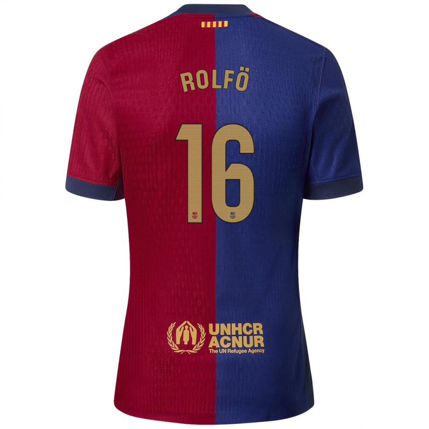 Enfant Maillot Fridolina Rolfo #16 Bleu Rouge Tenues Domicile 2024/25 T-Shirt Suisse