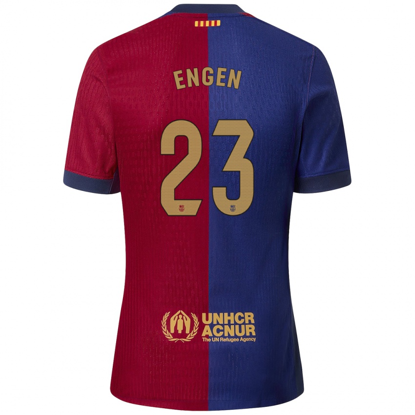 Enfant Maillot Ingrid Engen #23 Bleu Rouge Tenues Domicile 2024/25 T-Shirt Suisse