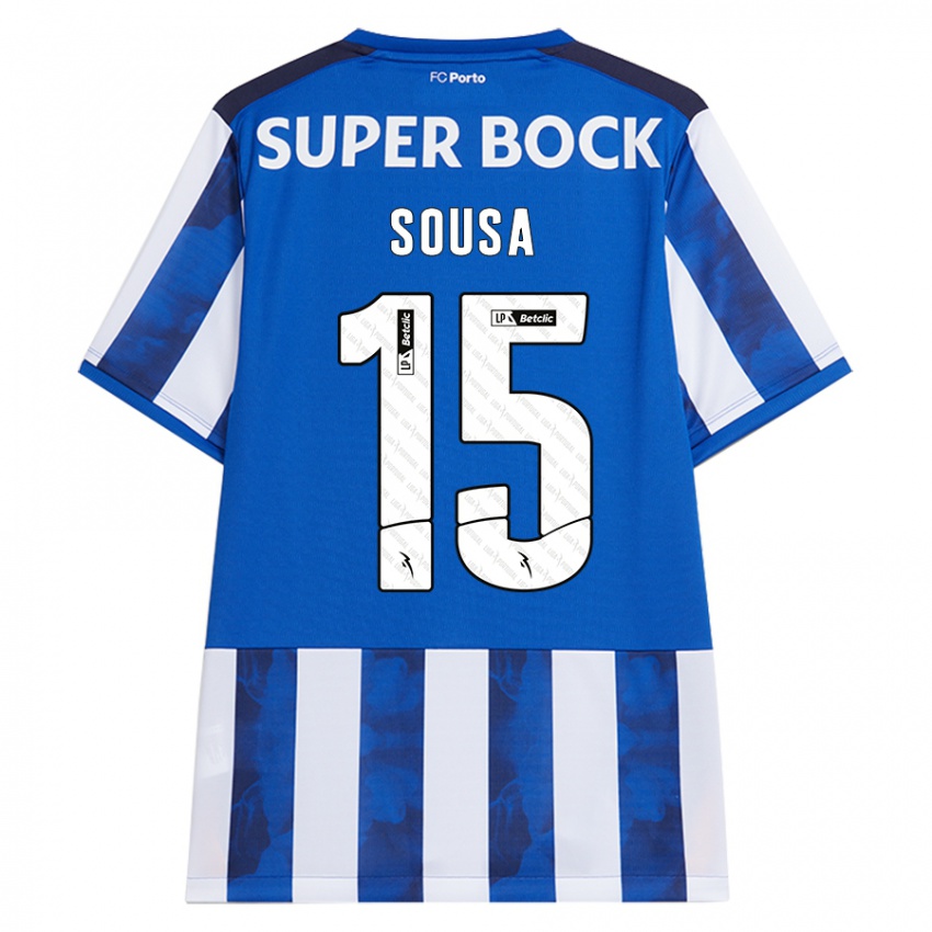 Enfant Maillot Vasco Sousa #15 Bleu Blanc Tenues Domicile 2024/25 T-Shirt Suisse