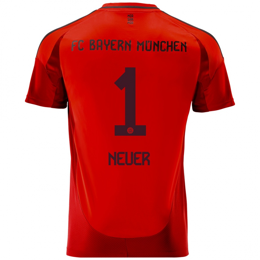 Kinder Manuel Neuer #1 Rot Heimtrikot Trikot 2024/25 T-Shirt Schweiz