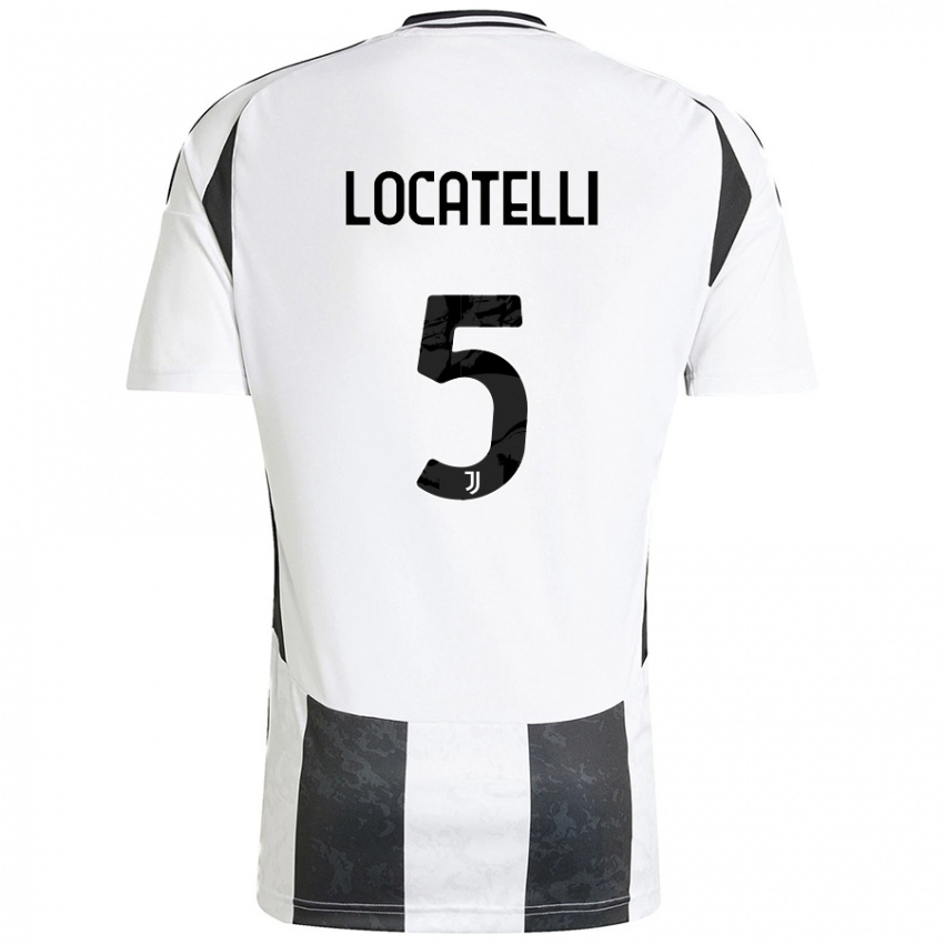 Kinder Manuel Locatelli #5 Weiß Schwarz Heimtrikot Trikot 2024/25 T-Shirt Schweiz