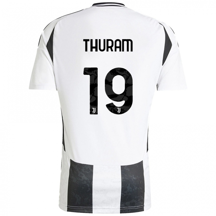 Kinder Khéphren Thuram #19 Weiß Schwarz Heimtrikot Trikot 2024/25 T-Shirt Schweiz