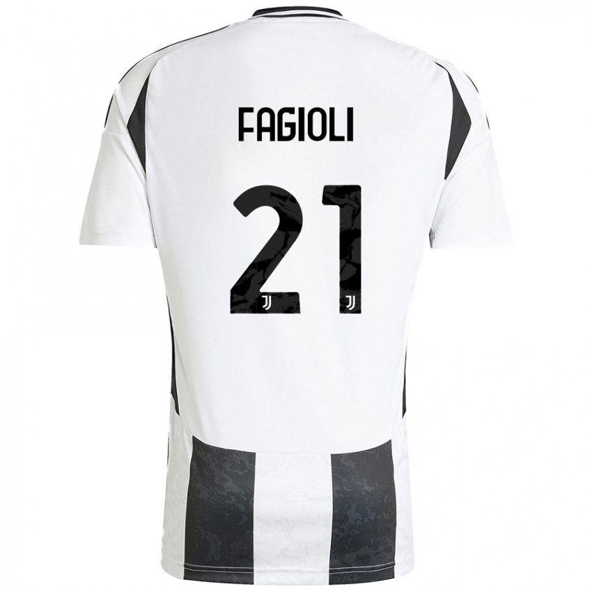 Kinder Nicolo Fagioli #21 Weiß Schwarz Heimtrikot Trikot 2024/25 T-Shirt Schweiz