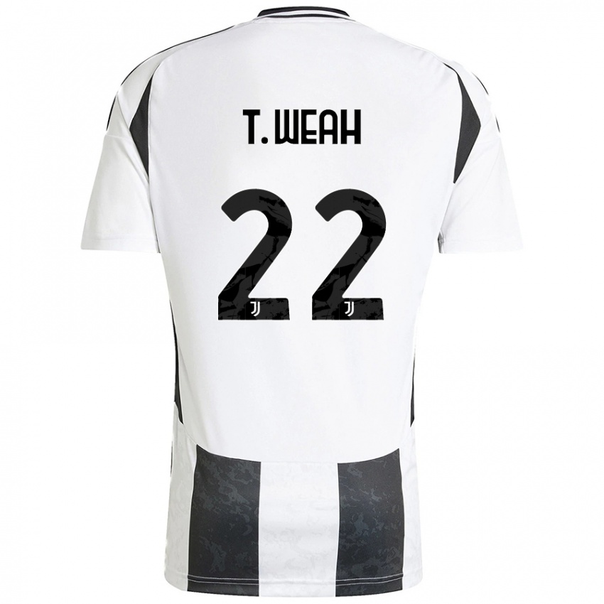 Kinder Timothy Weah #22 Weiß Schwarz Heimtrikot Trikot 2024/25 T-Shirt Schweiz