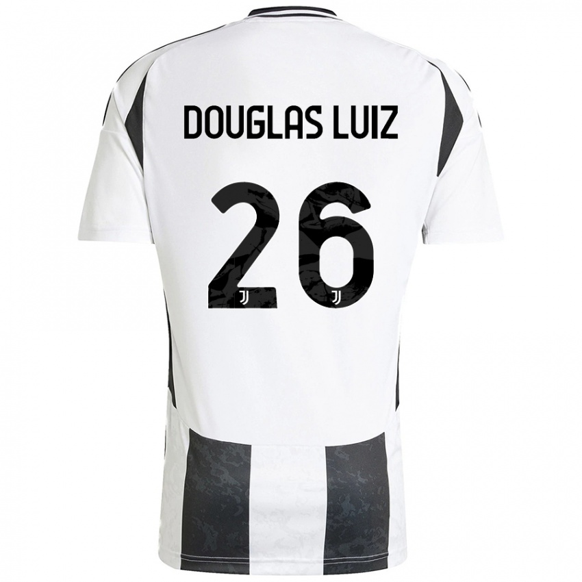 Kinder Douglas Luiz #26 Weiß Schwarz Heimtrikot Trikot 2024/25 T-Shirt Schweiz