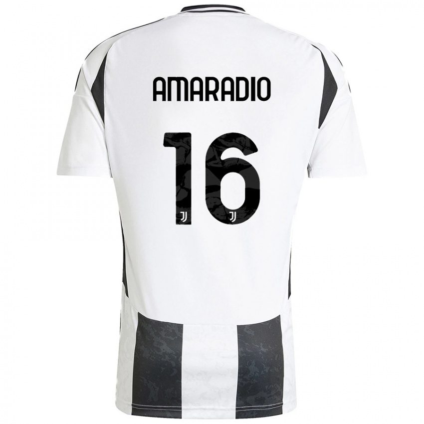 Kinder Luca Amaradio #16 Weiß Schwarz Heimtrikot Trikot 2024/25 T-Shirt Schweiz