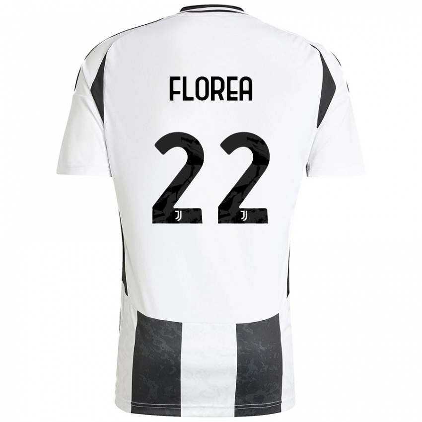 Kinder Andrei Florea #22 Weiß Schwarz Heimtrikot Trikot 2024/25 T-Shirt Schweiz