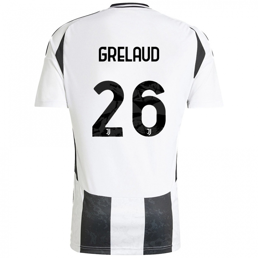 Kinder Josue Grelaud #26 Weiß Schwarz Heimtrikot Trikot 2024/25 T-Shirt Schweiz