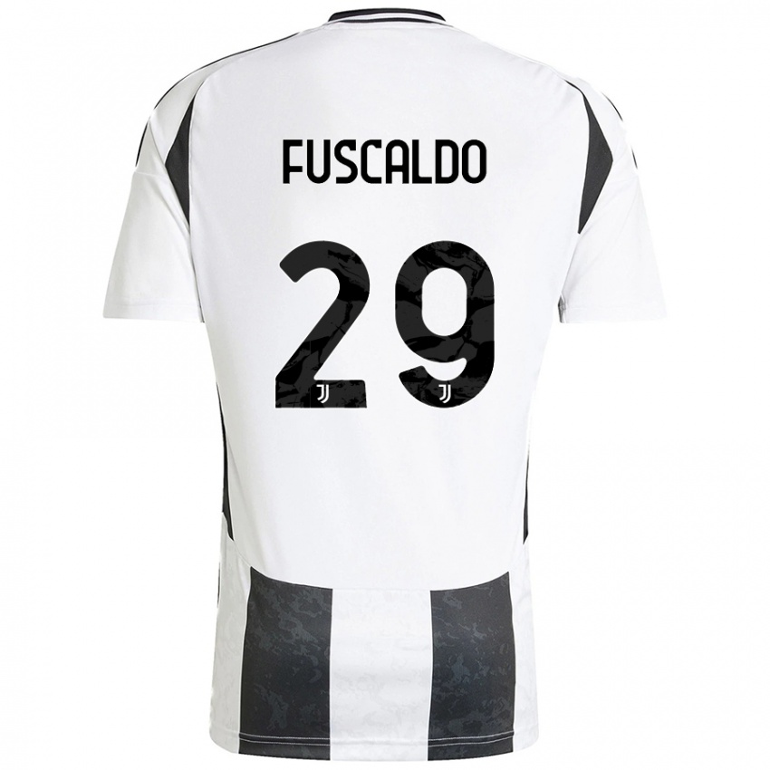 Kinder Matteo Fuscaldo #29 Weiß Schwarz Heimtrikot Trikot 2024/25 T-Shirt Schweiz