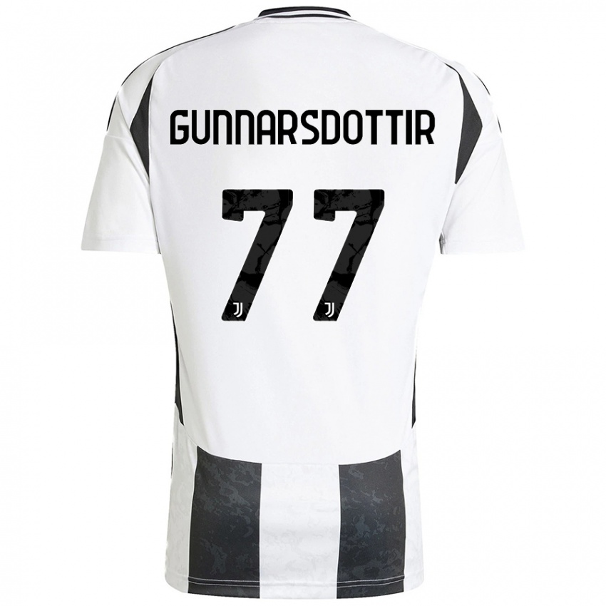 Kinder Sara Bjork Gunnarsdottir #77 Weiß Schwarz Heimtrikot Trikot 2024/25 T-Shirt Schweiz