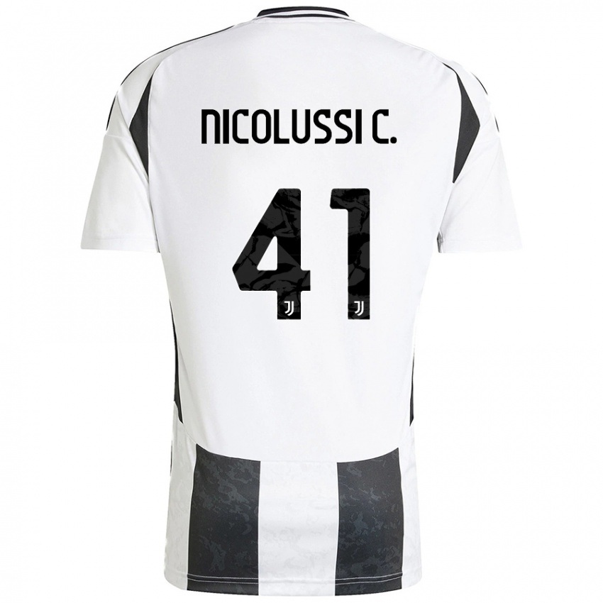 Kinder Hans Nicolussi Caviglia #41 Weiß Schwarz Heimtrikot Trikot 2024/25 T-Shirt Schweiz