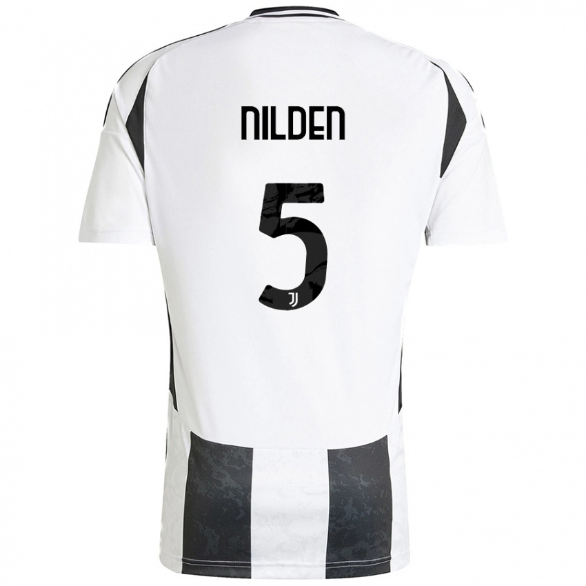 Kinder Amanda Nilden #5 Weiß Schwarz Heimtrikot Trikot 2024/25 T-Shirt Schweiz