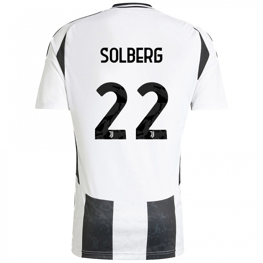 Kinder Elias Solberg #22 Weiß Schwarz Heimtrikot Trikot 2024/25 T-Shirt Schweiz