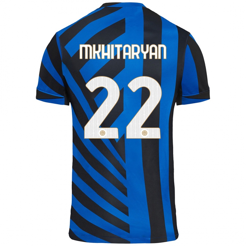 Enfant Maillot Henrikh Mkhitaryan #22 Bleu Noir Tenues Domicile 2024/25 T-Shirt Suisse