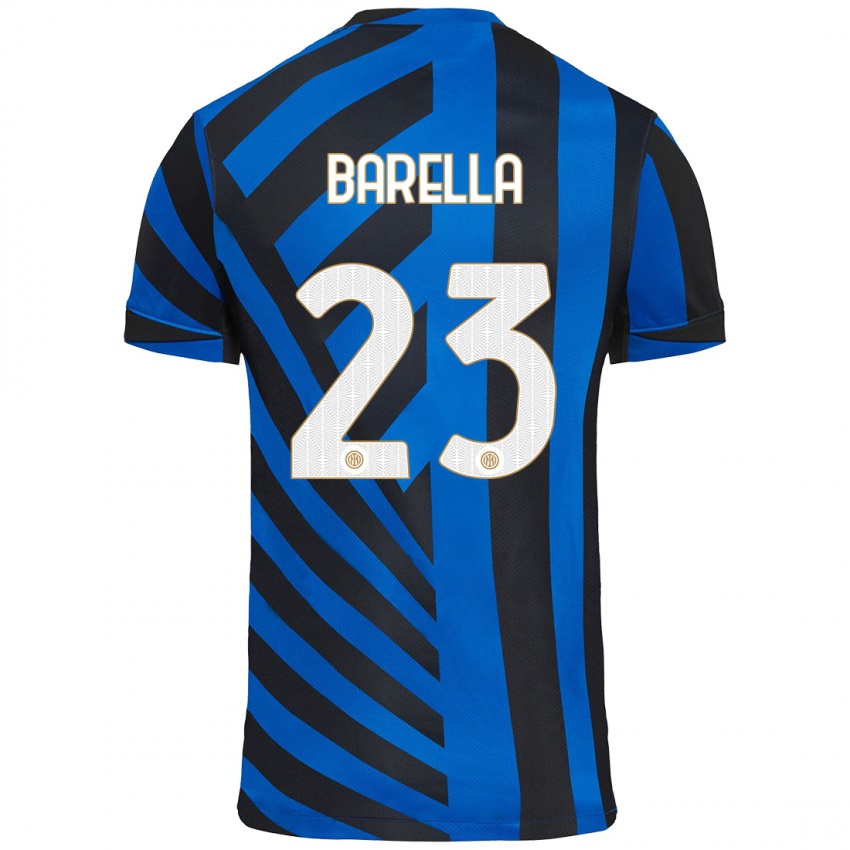 Kinder Nicolo Barella #23 Blau Schwarz Heimtrikot Trikot 2024/25 T-Shirt Schweiz