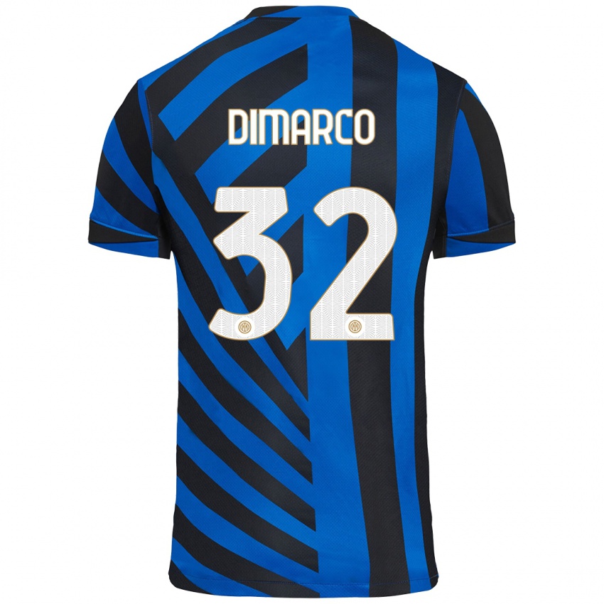 Kinder Federico Dimarco #32 Blau Schwarz Heimtrikot Trikot 2024/25 T-Shirt Schweiz