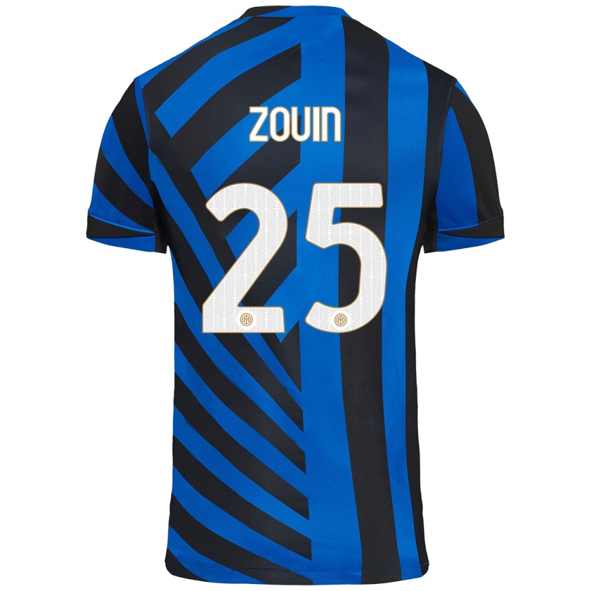 Enfant Maillot Aymen Zouin #25 Bleu Noir Tenues Domicile 2024/25 T-Shirt Suisse