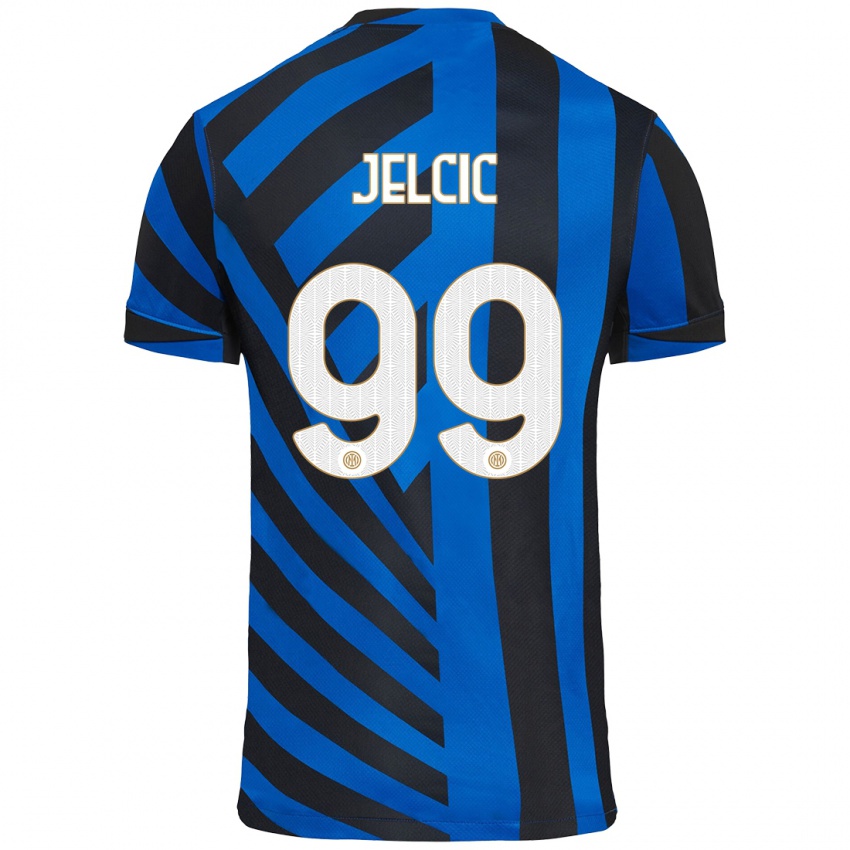 Enfant Maillot Maja Jelčić #99 Bleu Noir Tenues Domicile 2024/25 T-Shirt Suisse