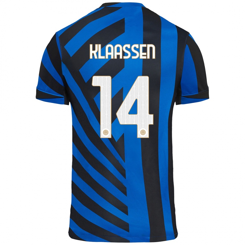 Enfant Maillot Davy Klaassen #14 Bleu Noir Tenues Domicile 2024/25 T-Shirt Suisse