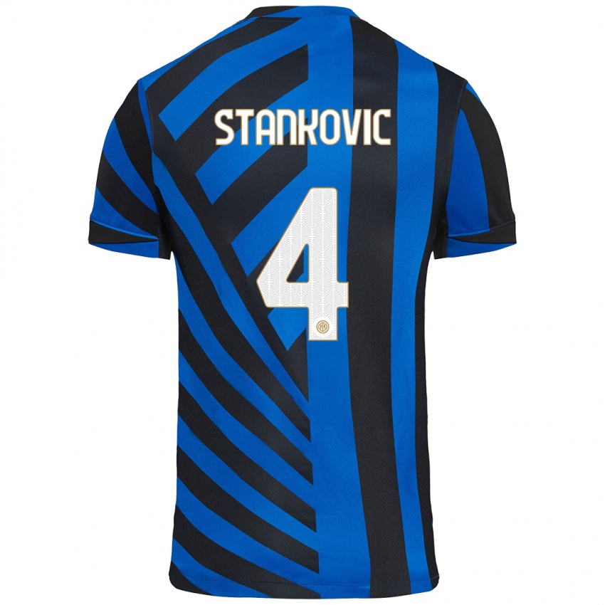 Enfant Maillot Aleksandar Stankovic #4 Bleu Noir Tenues Domicile 2024/25 T-Shirt Suisse