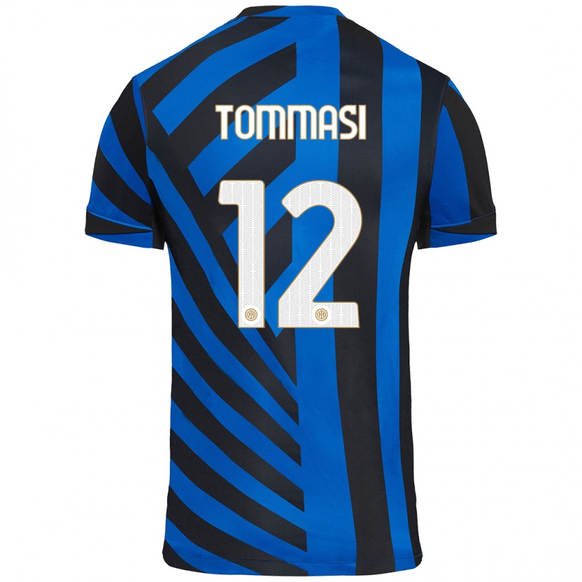 Enfant Maillot Francesco Tommasi #12 Bleu Noir Tenues Domicile 2024/25 T-Shirt Suisse