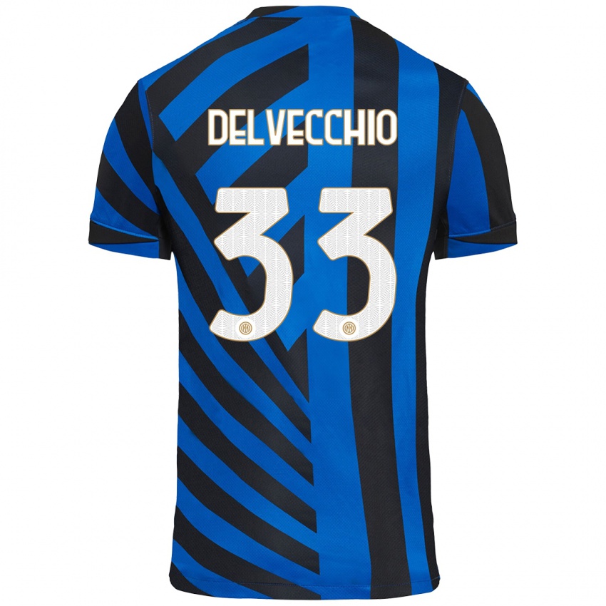 Kinder Gabriele Delvecchio #33 Blau Schwarz Heimtrikot Trikot 2024/25 T-Shirt Schweiz