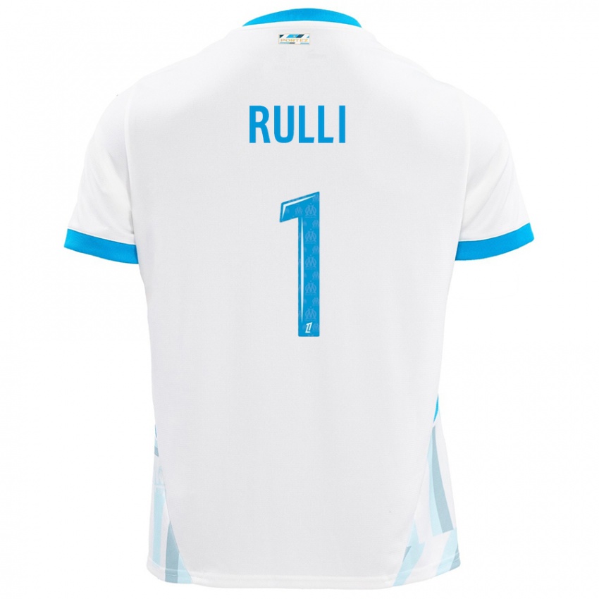 Enfant Maillot Gerónimo Rulli #1 Blanc Bleu Ciel Tenues Domicile 2024/25 T-Shirt Suisse