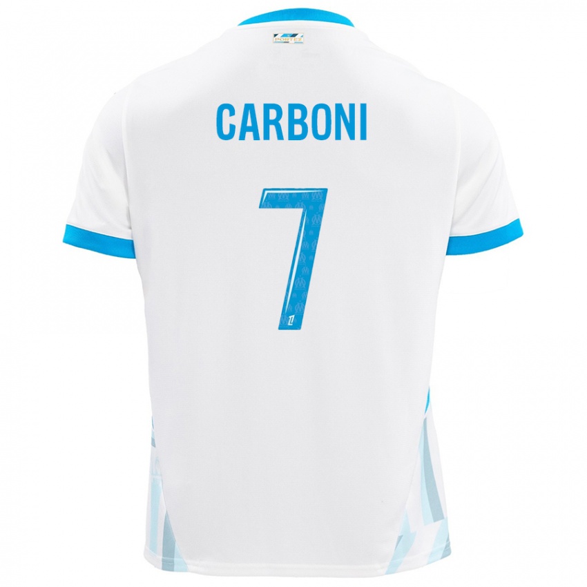 Enfant Maillot Valentín Carboni #7 Blanc Bleu Ciel Tenues Domicile 2024/25 T-Shirt Suisse