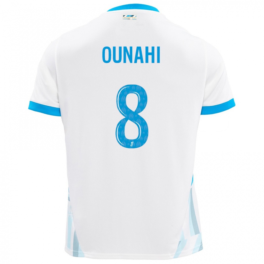 Enfant Maillot Azzedine Ounahi #8 Blanc Bleu Ciel Tenues Domicile 2024/25 T-Shirt Suisse