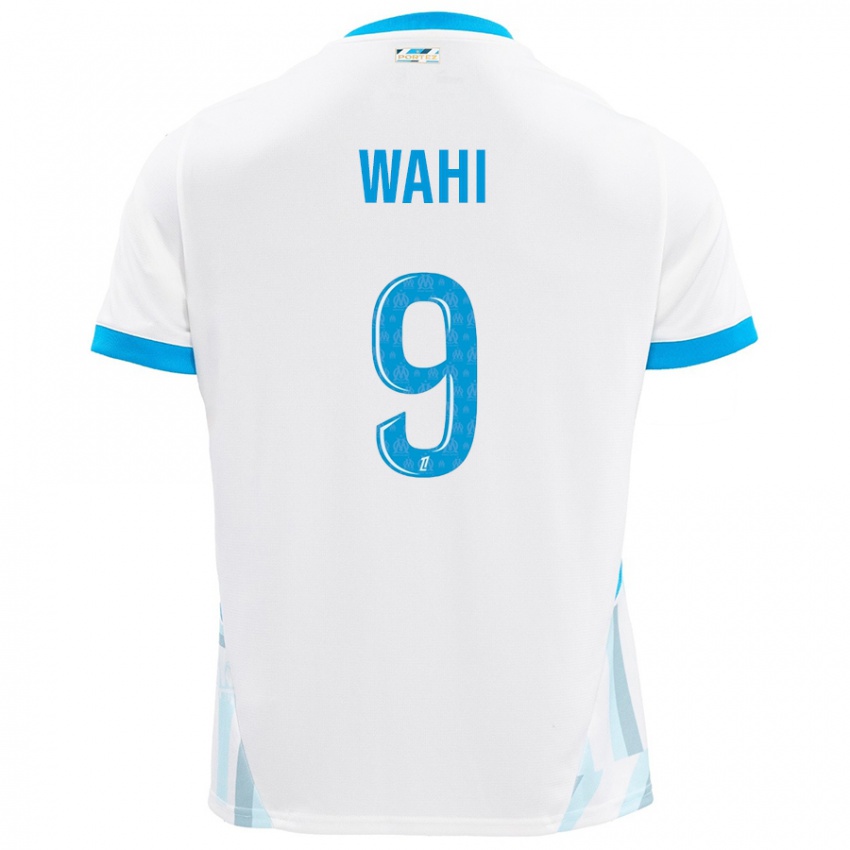 Enfant Maillot Elye Wahi #9 Blanc Bleu Ciel Tenues Domicile 2024/25 T-Shirt Suisse