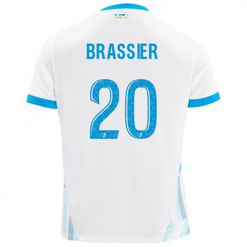 Enfant Maillot Lilian Brassier #20 Blanc Bleu Ciel Tenues Domicile 2024/25 T-Shirt Suisse