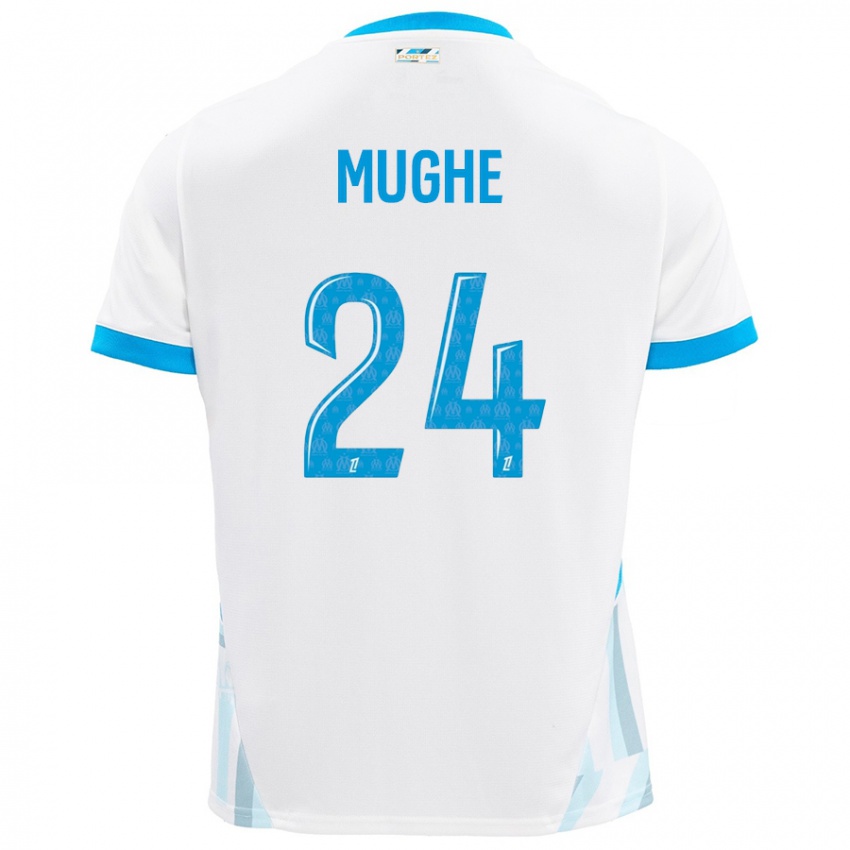 Enfant Maillot François Mughe #24 Blanc Bleu Ciel Tenues Domicile 2024/25 T-Shirt Suisse