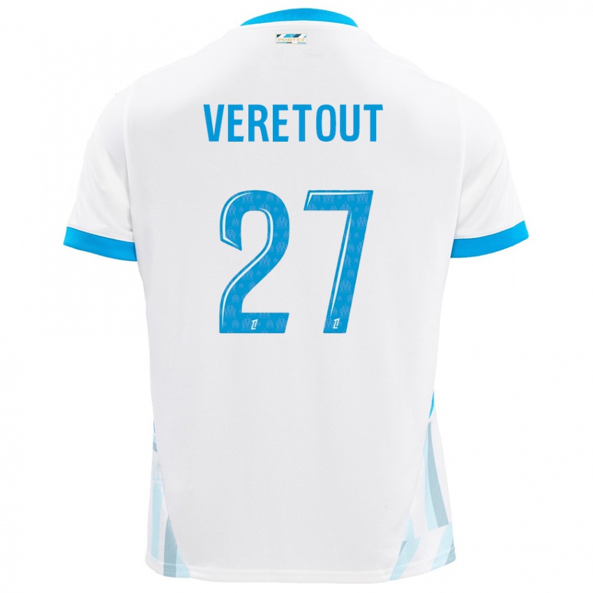 Enfant Maillot Jordan Veretout #27 Blanc Bleu Ciel Tenues Domicile 2024/25 T-Shirt Suisse