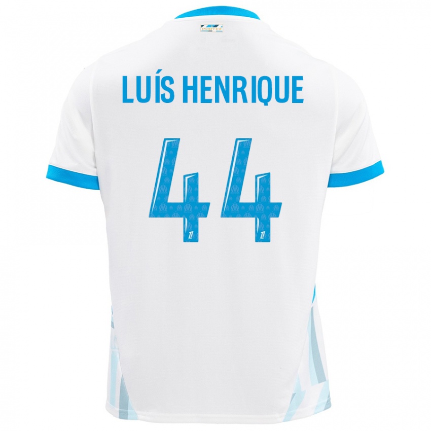 Enfant Maillot Luis Henrique #44 Blanc Bleu Ciel Tenues Domicile 2024/25 T-Shirt Suisse