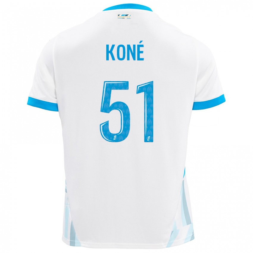 Enfant Maillot Ismaël Koné #51 Blanc Bleu Ciel Tenues Domicile 2024/25 T-Shirt Suisse