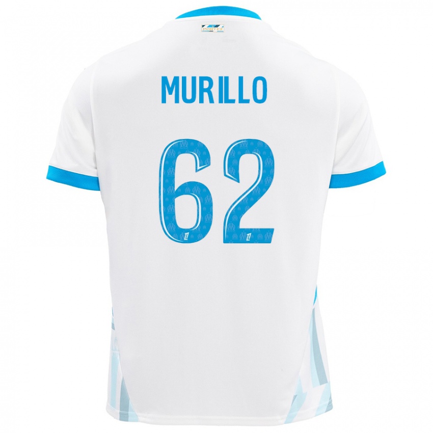 Enfant Maillot Amir Murillo #62 Blanc Bleu Ciel Tenues Domicile 2024/25 T-Shirt Suisse