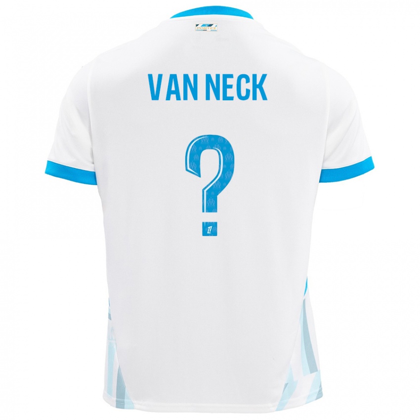 Enfant Maillot Jelle Van Neck #0 Blanc Bleu Ciel Tenues Domicile 2024/25 T-Shirt Suisse