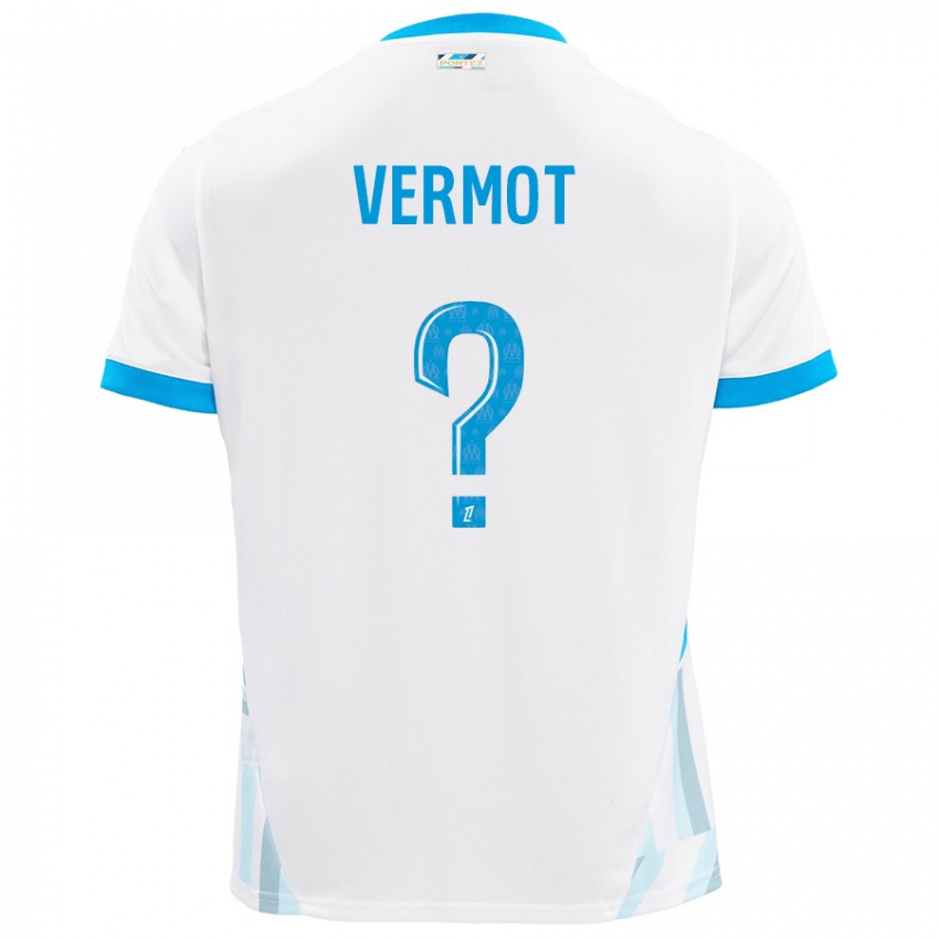 Enfant Maillot Théo Vermot #0 Blanc Bleu Ciel Tenues Domicile 2024/25 T-Shirt Suisse