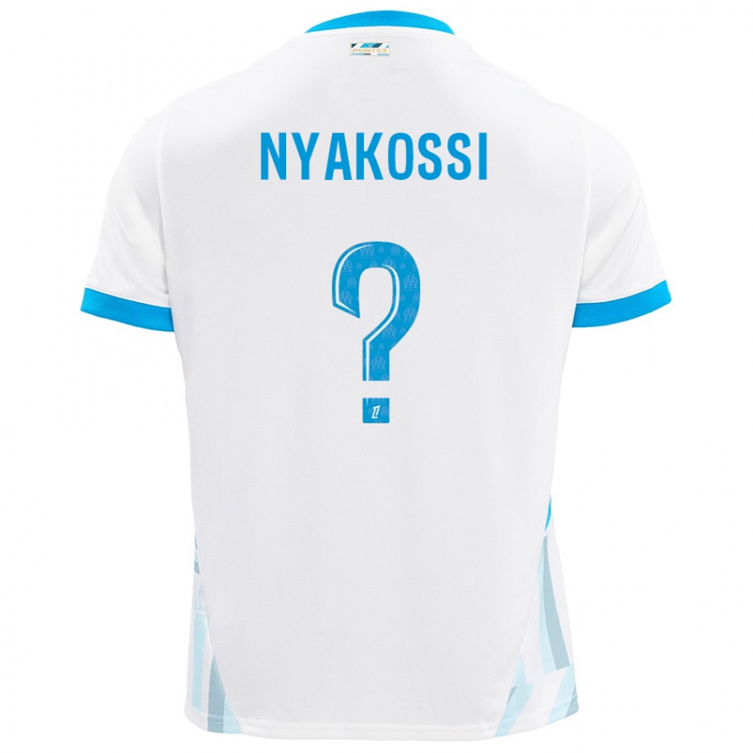 Enfant Maillot Roggerio Nyakossi #0 Blanc Bleu Ciel Tenues Domicile 2024/25 T-Shirt Suisse