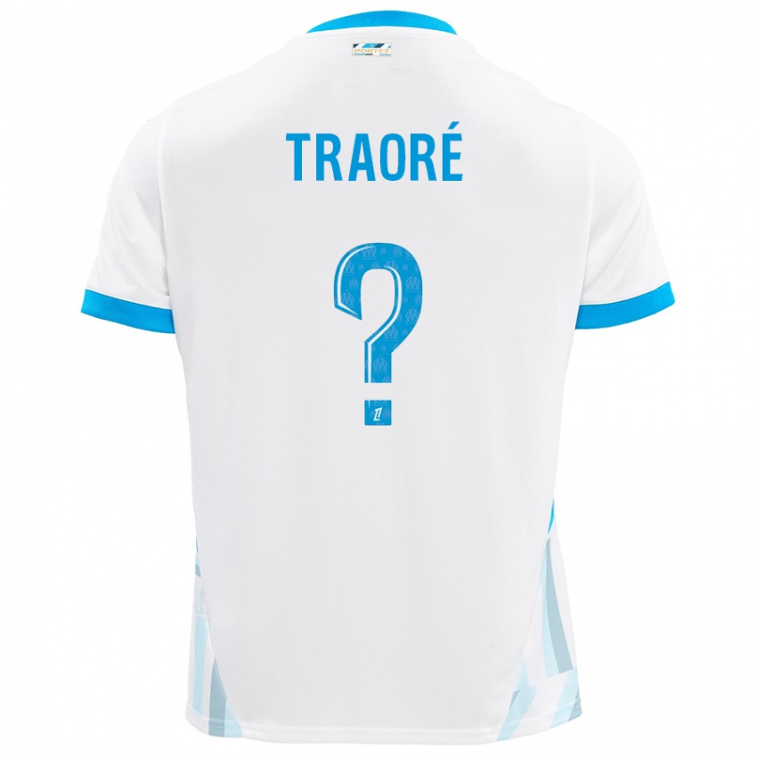 Enfant Maillot Soumaïla Traoré #0 Blanc Bleu Ciel Tenues Domicile 2024/25 T-Shirt Suisse