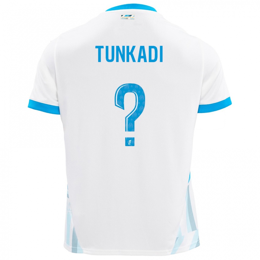 Enfant Maillot Alexandre Tunkadi #0 Blanc Bleu Ciel Tenues Domicile 2024/25 T-Shirt Suisse