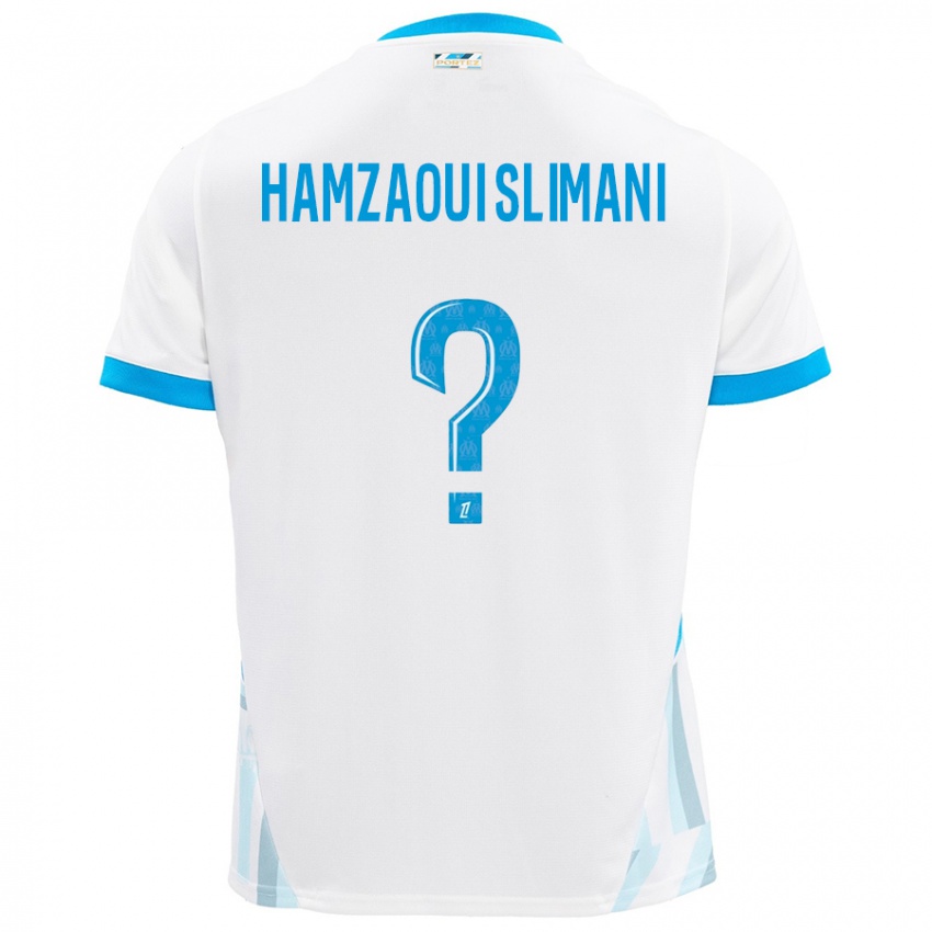 Enfant Maillot Hilan Hamzaoui Slimani #0 Blanc Bleu Ciel Tenues Domicile 2024/25 T-Shirt Suisse