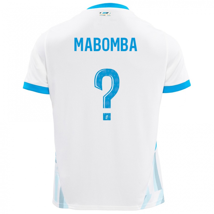 Enfant Maillot Daniel Mabomba #0 Blanc Bleu Ciel Tenues Domicile 2024/25 T-Shirt Suisse