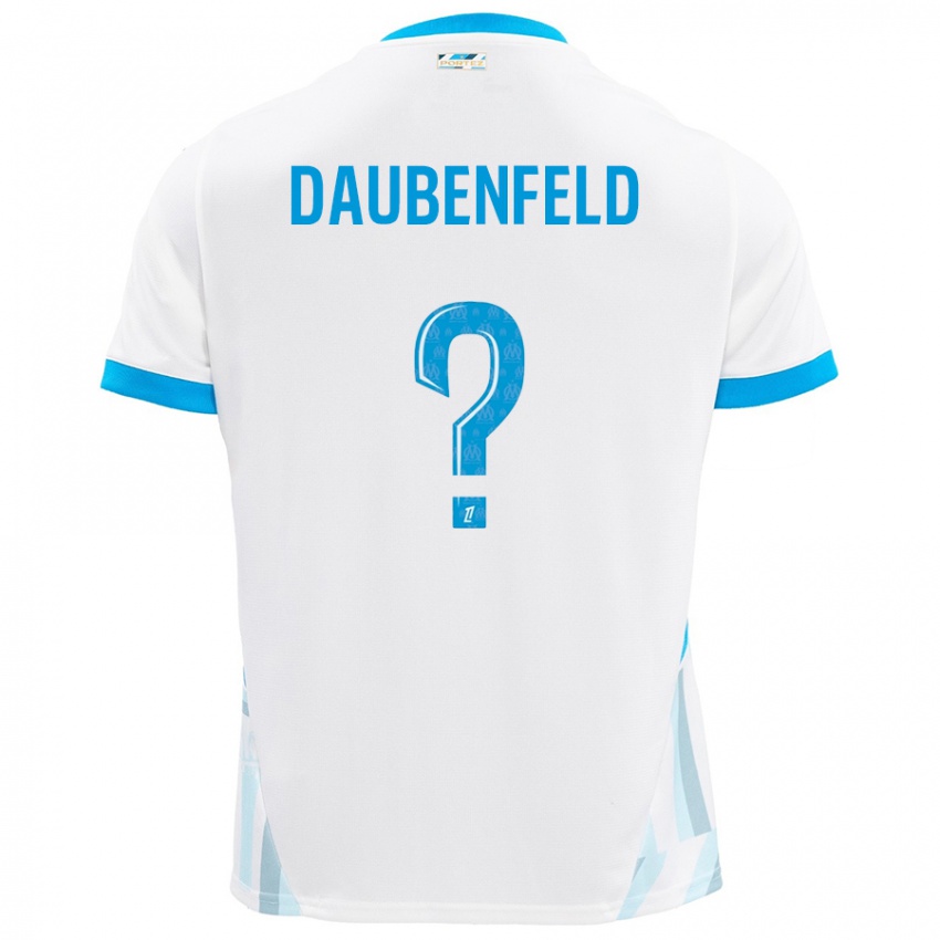 Enfant Maillot Lucas Daubenfeld #0 Blanc Bleu Ciel Tenues Domicile 2024/25 T-Shirt Suisse