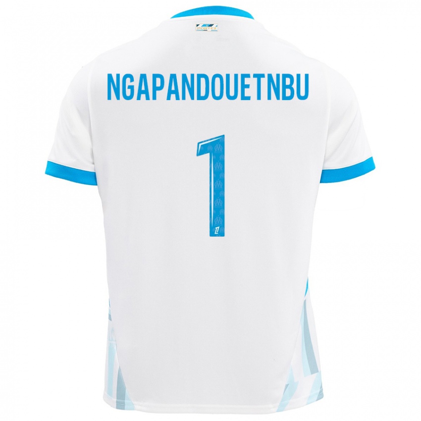 Enfant Maillot Simon Ngapandouetnbu #1 Blanc Bleu Ciel Tenues Domicile 2024/25 T-Shirt Suisse