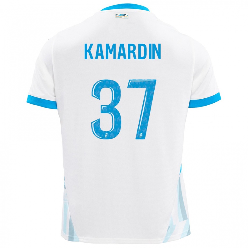 Enfant Maillot Aaron Kamardin #37 Blanc Bleu Ciel Tenues Domicile 2024/25 T-Shirt Suisse